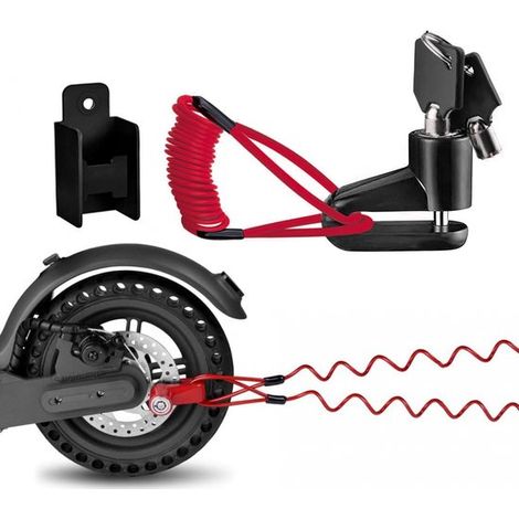 Candado freno disco, Candado patinete eléctrico, Compatible Xiaomi M365, soporte cable acero, candado patinete eléctrico, Protección antirrobo (1/5)