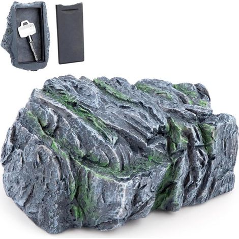 Imitation Stone Key Hider with Secret Compartment, Hide Spare Keys in Stone, Waterproof Key Safe for Outdoor Garden Yard (Dark Grey) (1/5)