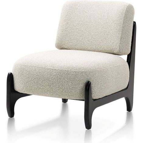 Fauteuil de Salon NAOMI Design Beige Naomi En Bois & Tissu Bouclé