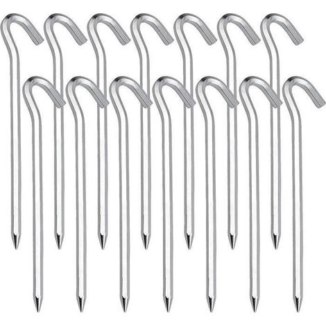 14 Pcs Sardines Piquet, Piquets de Tente en Acier Piquets de Fixation Sol Crochet- Idéal pour le jardin, le camping tentes