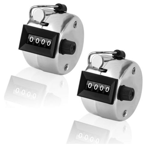 2 unités – Compteur manuel mécanique en métal, compteur à doigts 4 chiffres, clic-compteur tactile pour sport, école, golf et comptage de pas