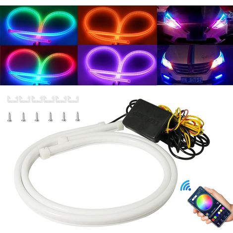 Bande LED DRL Voiture RGB 60cm Bluetooth APP Feux De Jour 12V (1/5)