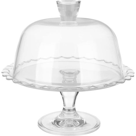 TrAdE Shop Traesio - Alzata Porta Torta Dolci Pasticcini Con Coperchio Trasparente Vetro 26 X 26 X 26 Cm - (1/4)