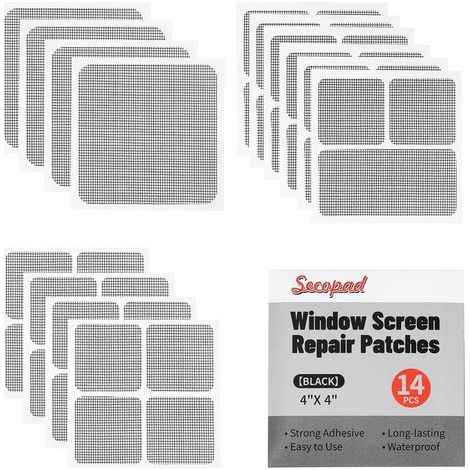 38 Pieces Mosquito Net Tape, Fiberglass Repair Kit, Black Patches for Windows and Doors (1/5)