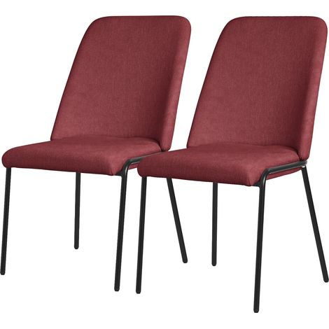 ML-Design Set 2 Sedie Sala Pranzo Rossa in Poliestere Gambe in Metallo, Struttura in Acciaio, con Schienale, Poltroncine Imbottite per Soggiorno e Cucina, Poltrone Ergonomiche da Reception