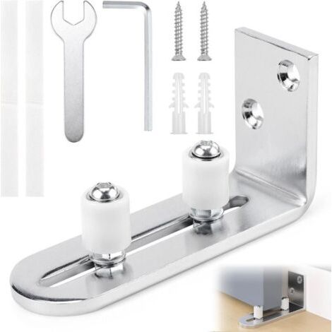 Guide Porte Coulissante Sol, Ajustable Guide de Plancher, Argent Guide de Plancher de la Porte Coulissante Pour Porte en Bois Coulissante Mur/porte