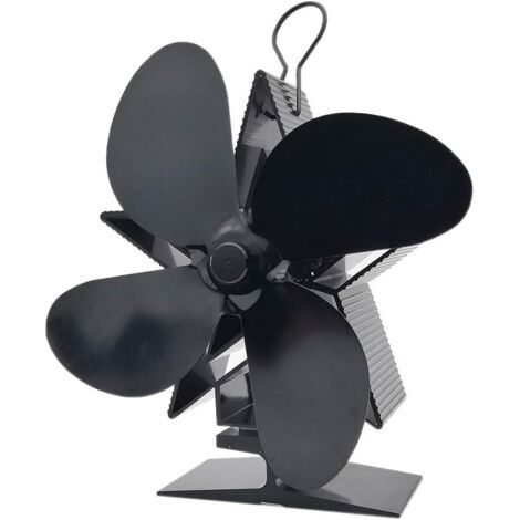 BUNTHAUS Ventilateur de cheminée (noir) à 4 pales, alimenté par la chaleur, pour poêle à bois (1/5)