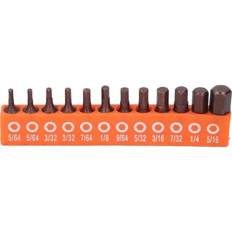 Juego de puntas hexagonales de 1/4″ para taladros y destornilladores eléctricos – Acero S2, 25 mm, 12 piezas con soporte
