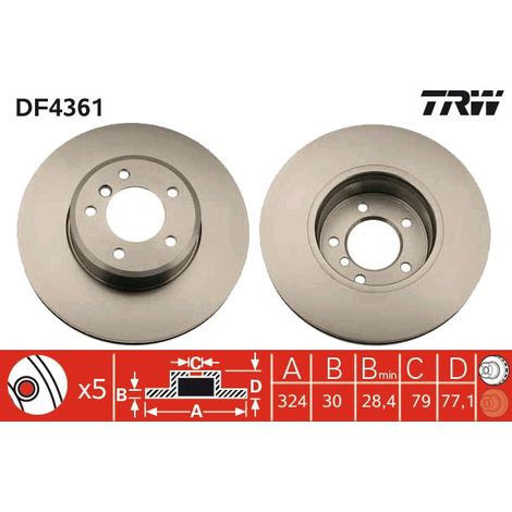 DISQUE DE FREIN AVANT DF4361 TRW (1/2)
