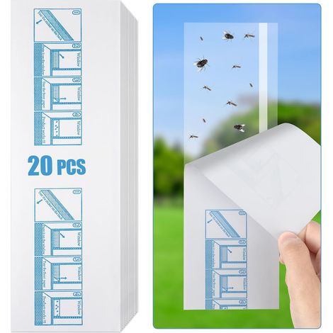 Flintronic 20PCS Autocollants pour Pièges à Mouches de Fenêtre, Pièges Mouches Transparent Collants pour l'intérieur, Pièges Engluées pour Mouches Domestiques Jardin Plante Fruit Fleur (1/5)