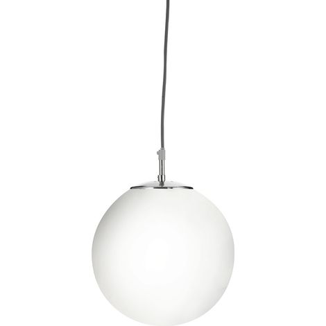 Searchlight Atom - 1 Lampadario Globo Soffitto Pendente Argento Satinato, Vetro Opalino, E27 (1/5)