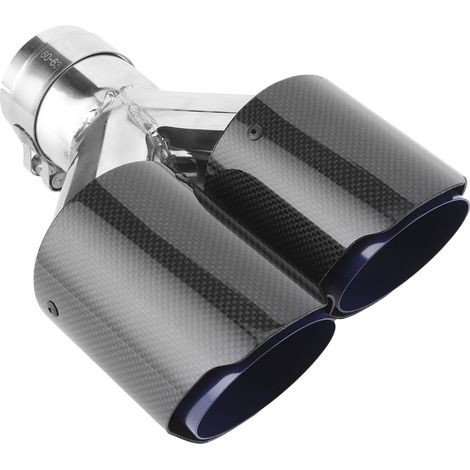 Embout d'échappement universel en fibre de carbone brillante, double sortie en forme de Y pour système d'échappement de voiture (1/5)