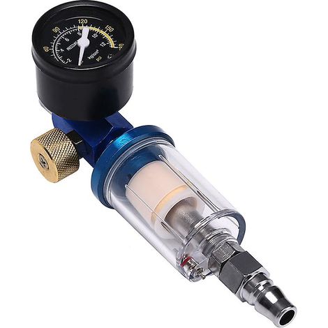 Kit pistolet à peinture comprenant un régulateur d'air, un manomètre et un filtre séparateur air/huile/eau intégré. (1/4)