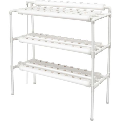 Kit Hydroponique Professionnel 3 Étages en PVC, Système de Culture sans Terre avec Pompe Intégrée, 90 Emplacements pour Légumes/Herbes (1/5)