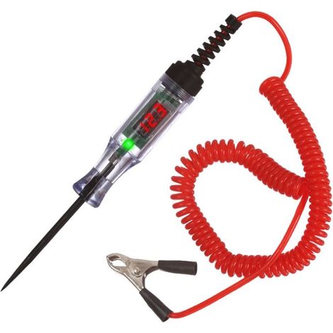 3V 6V 12V 24V 48V 90V Testeur Electrique Stylo Testeur de Tension avec écran LCD, fil à ressort, pince crocodile, Test de Polarité,Lampe,Testeur Fusible Voiture (1/5)