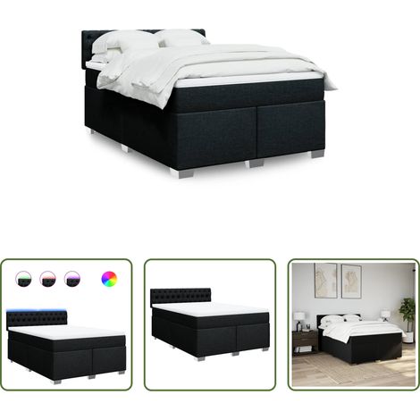 Matelas à ressorts ensachés - Sommier à lattes de lit avec matelas Noir 160x200 cm Tissu (1/5)
