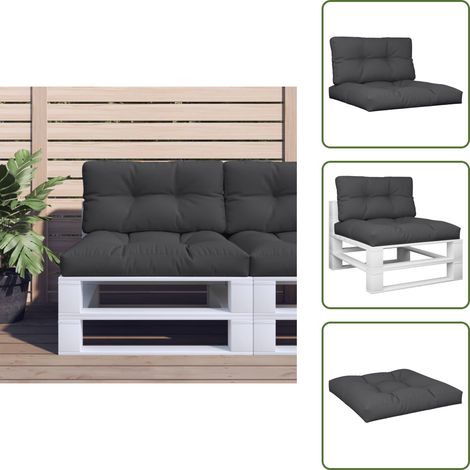 Coussin de salon - vidaXL Coussins de palette lot de 2 noir tissu - Coussin imperméable (1/5)