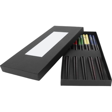 Ensemble de 5 paires de baguettes en bois, joliment imprimées, baguettes à sushi pointues pour la maison (1/5)
