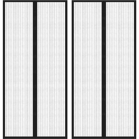 Rideaux de porte anti-insectes 2 pcs avec aimants noir 210x90cm (1/5)