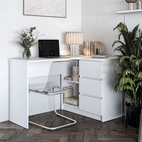 Bureau d'angle blanc avec rangements Tato (1/5)