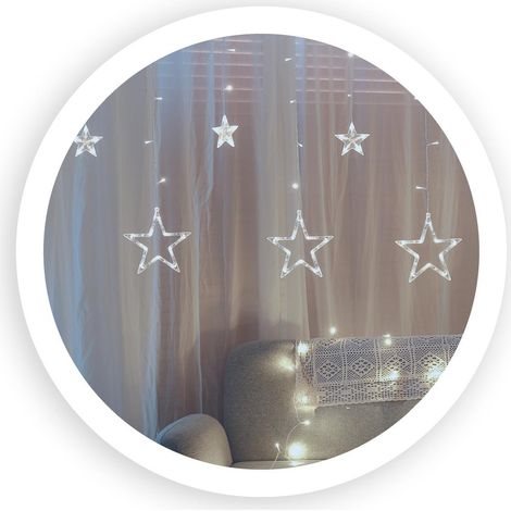 Cortina LED de estrellas con 138 bombillas, 12 tiras, 8 funciones y conexión USB (3,6W 6000K 230V) IP20 3,5m
