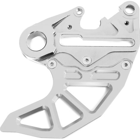 Protector de disco de freno trasero, aluminio resistente, soporte de pinza integrado, color plata. (1/2)