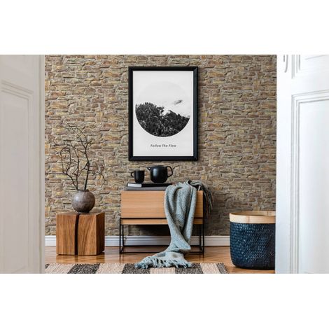 A.S. Creation Bricks & Stones 388151 Vliestapete Steinoptik 0.53 x 10.05 m Beige Wohnzimmer Schlafzimmer Flur Küche Esszimmer Badezimmer Bad Arbeitszimmer Büro Diele (1/5)