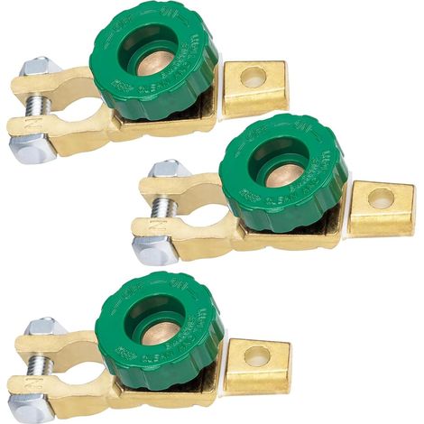 CSPARCV 3-teiliger Batterietrennschalter, 12V/24V Batterieschutzschalter, Batterieanschluss mit grünem Knopf, 16-17mm Kfz-Batteriestecker, für Auto, Boot, LKW, Motorrad (1/5)