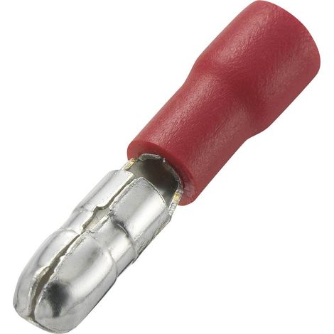 Cosse cylindrique mâle TRU COMPONENTS MPD1.25-156 1572193 0.50 mm² 1 mm² Ø de la broche: 4 mm partiellement isolé rouge (1/2)