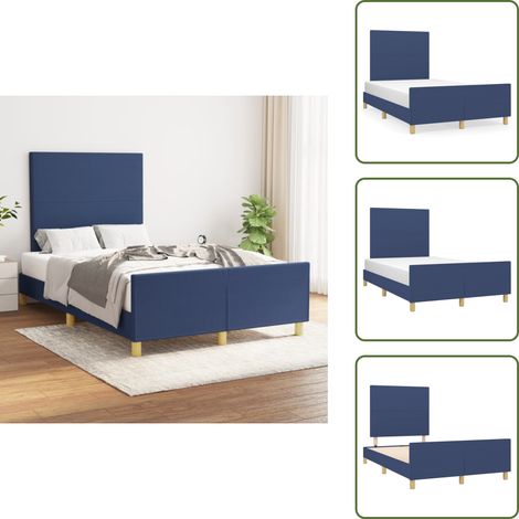 Cama azul - vidaXL Estructura de cama sin colchón tela azul 120x200 cm - Cama con cabecero