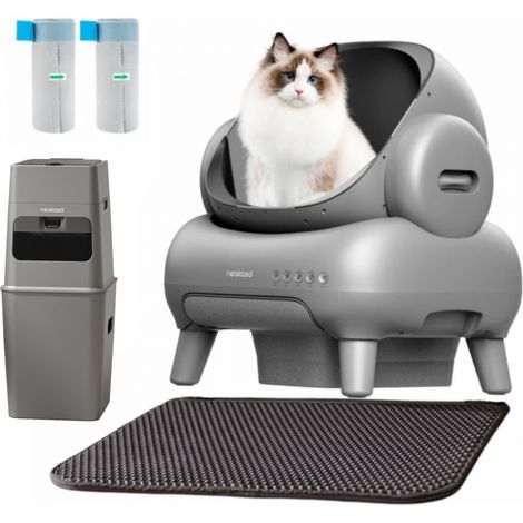 Neakasa Litière automatique M1, Grise + PooGuard poubelle à litière pour chat - NEAKASA
