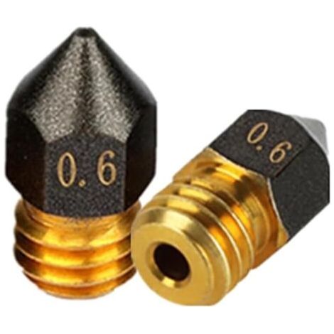 2pcs accessoires pour imprimante 3D buse en laiton volcanique MK8 - 0.6 / 1.75mm pour 1.75mm Ender3 Pro CR10/S (1/5)