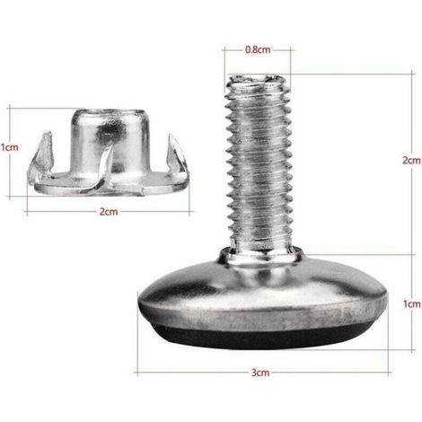Lot de 20 pieds de meuble réglables en métal M8 x 20 mm, pieds de nivellement pour table avec écrous fraisés (1/3)