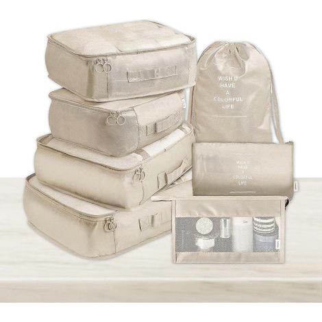 Cubes de rangement pour voyage - Ensemble d'organisateurs de bagages - Accessoires de voyage pour valises, idéal pour les voyages d'affaires et de loisirs. (1/5)