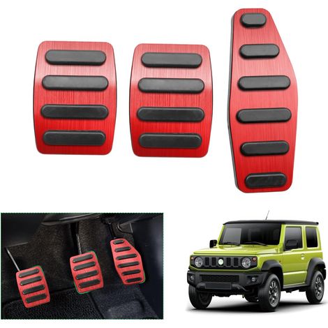 Gas- und Bremspedale für Suzuki Jimny JB64 JB74 MT 2018–2024 2025, Jimny-Fußstützenpedalabdeckung 2023, Suzuki Jimny-Zubehör [Schaltgetriebe] (rot)