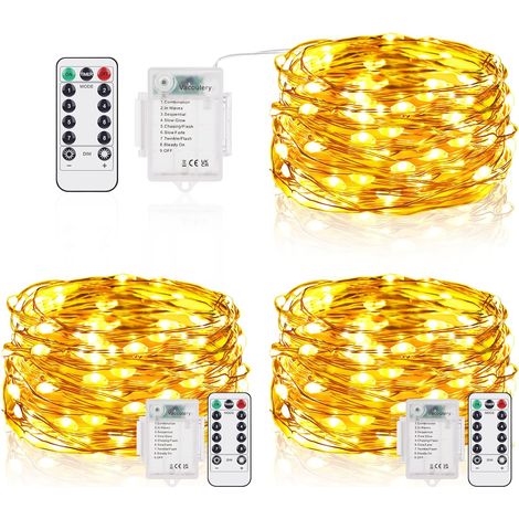 LED Fairy Lights, 3 Packs 5M 50 LED Micro Wire Battery Operated Fairy Lights with Timer (1/5)