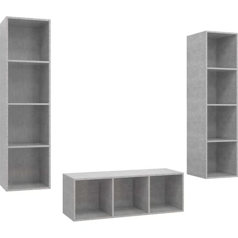 Maison Exclusive - Set Porta TV 3 pz Grigio Cemento in Truciolato