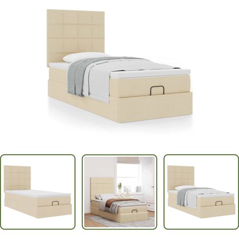 Matratze -  Ottoman-Bett mit Matratze Creme 100x200 cm Stoff (1/5)