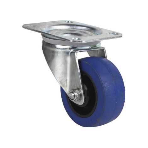 Rueda de goma azul y placa giratoria con cojinete de rodillo para pesos de hasta 150 kg y varios diámetros 09403301