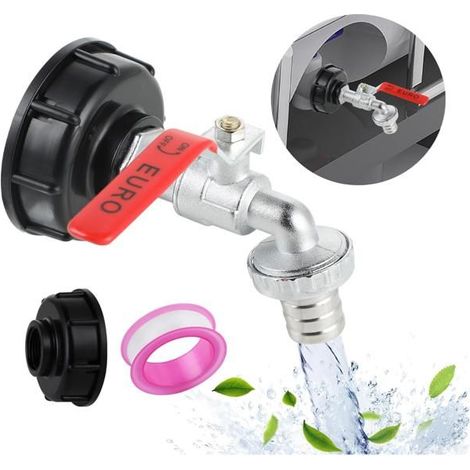 Robinet Cuve 1000L ibc connecteur accessoires S60X6 robinet à sphère 3/4 pouce Bouchon adaptateur IBC adapté recuperateur d eau (1/5)
