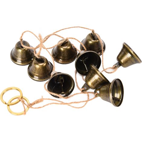 Guirlande de 9 cloches de Noël vintage en fer, à suspendre au mur, pour la maison ou le bureau. (1/5)