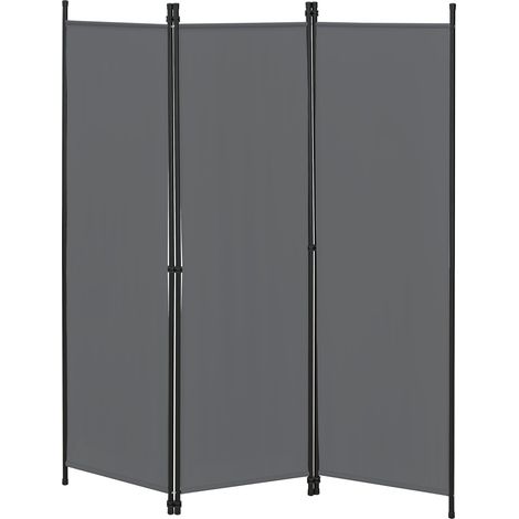 Schermo divisorio per la privacy a 3 pannelli 171 x 150 cm grigio scuro 030008054