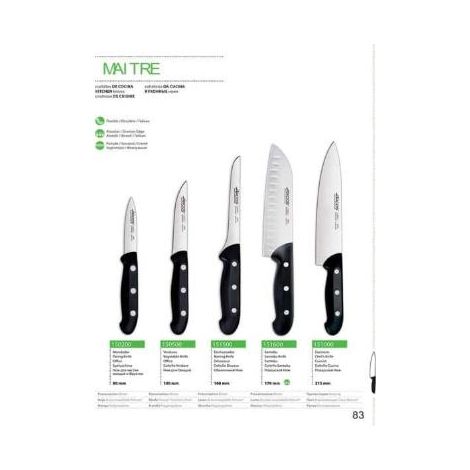 Cuchillo de cocina Arcos Maitre 150900 de acero inoxidable Nitrum y mango de polipropileno con hoja de 22 cm en blíster