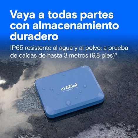 Crucial X10 4TB SSD Portátil USB 3.2 Gen 2x2 2100MB/s Lectura Azul IP65 (1/2)