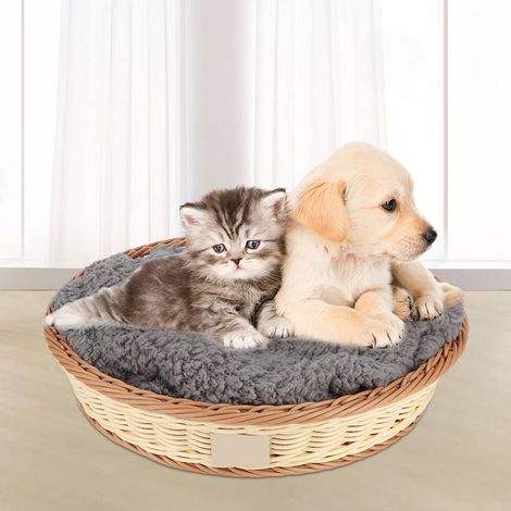 Nid rond confortable en PP pour petits chiens et chats, lit quatre saisons avec couverture en laine (1/5)