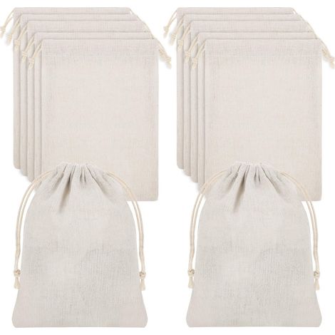 Lot de 24 sacs en tissu - 13 x 18 cm - Petits sacs en tissu avec cordon de serrage - Pour calendrier de l'Avent - Sachets cadeaux pour bricolage, anniversaire, bricolage, mariage (1/5)
