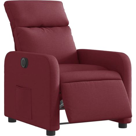 Poltrona relax porta TV con comodissima funzione reclinabile elettrica in tessuto rosso bordeaux DEC028541