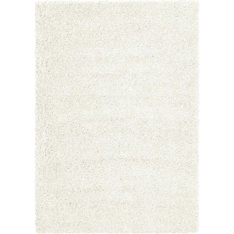 Tapis shaggy 60x115 crème tissé rectangle motif uni FLEURAN