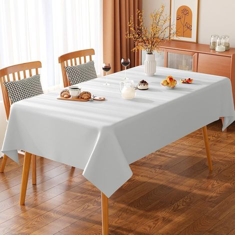 Mantel rectangular de hule, impermeable y resistente a las manchas para exteriores y jardín, protector de mesa de plástico PVC de color liso para fiestas, comedores y cocinas (gris claro A, 120x120cm) (1/5)