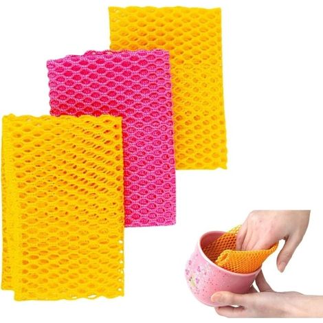 Filet à laver/éponge à vaiss – Sans odeur/séchage rapide – Plus d'éponges avec odeur de moisissure – Épurateur parfait pour laver la vaiss – 27,9 x 27,9 cm – 4 pièces (1/5)